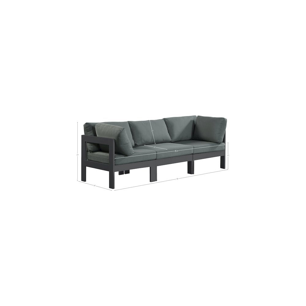 Nizuc Grey Water Resistant Fabric Outdoor Patio Modular Sofa