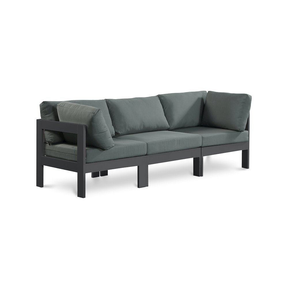 Nizuc Grey Water Resistant Fabric Outdoor Patio Modular Sofa