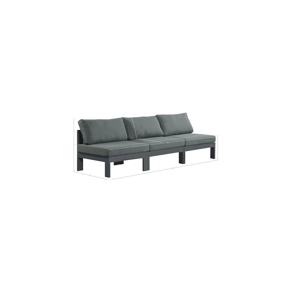 Nizuc Grey Water Resistant Fabric Outdoor Patio Modular Sofa