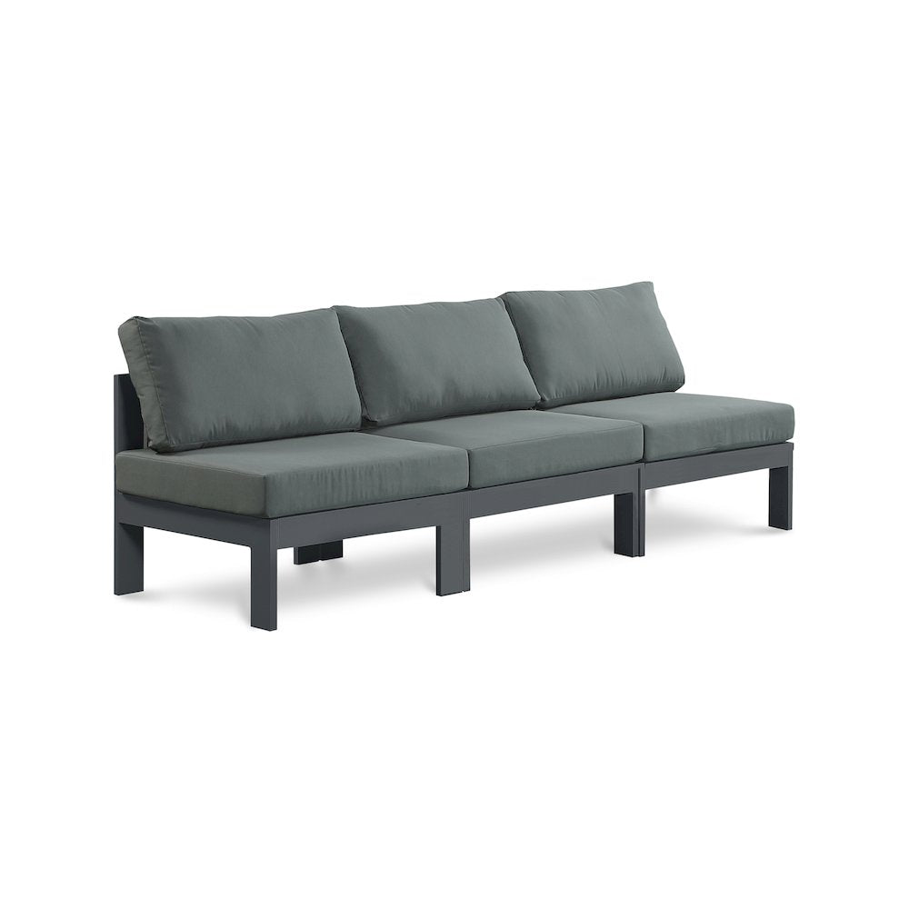 Nizuc Grey Water Resistant Fabric Outdoor Patio Modular Sofa