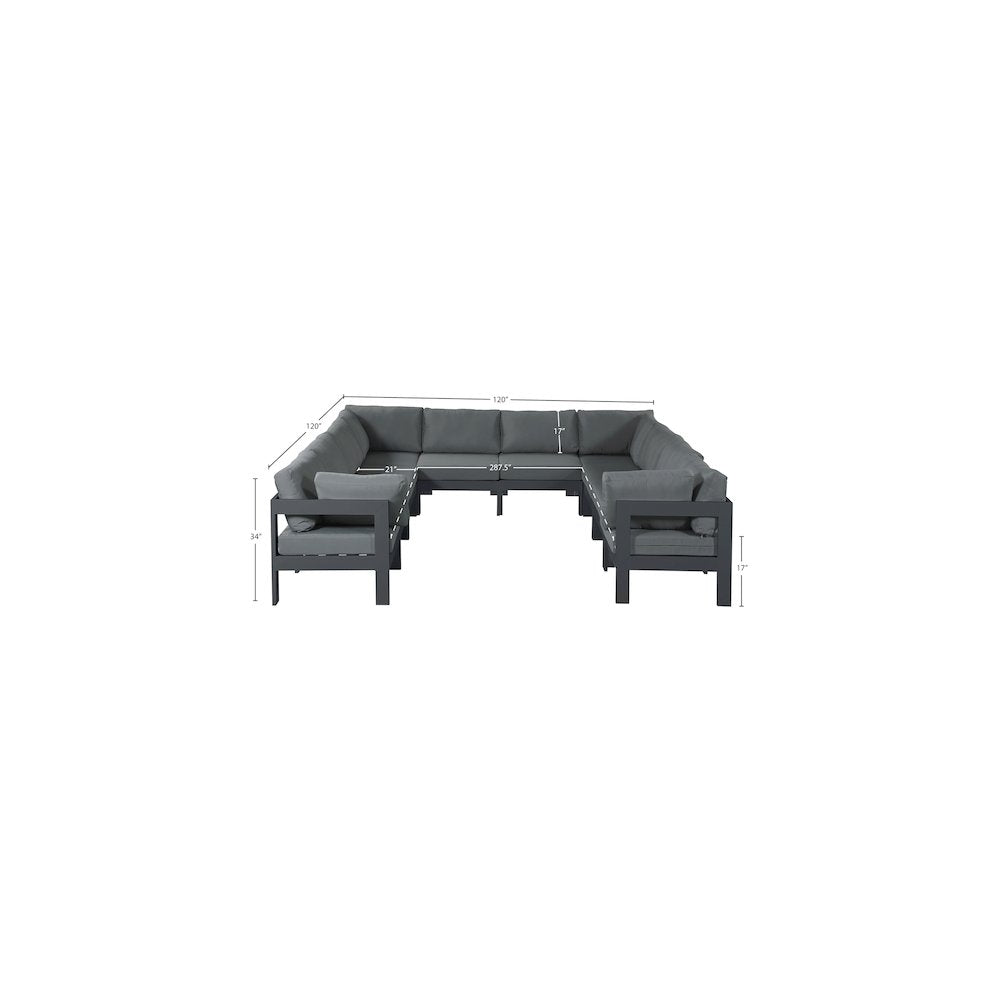 Nizuc Grey Water Resistant Fabric Outdoor Patio Modular Sectional