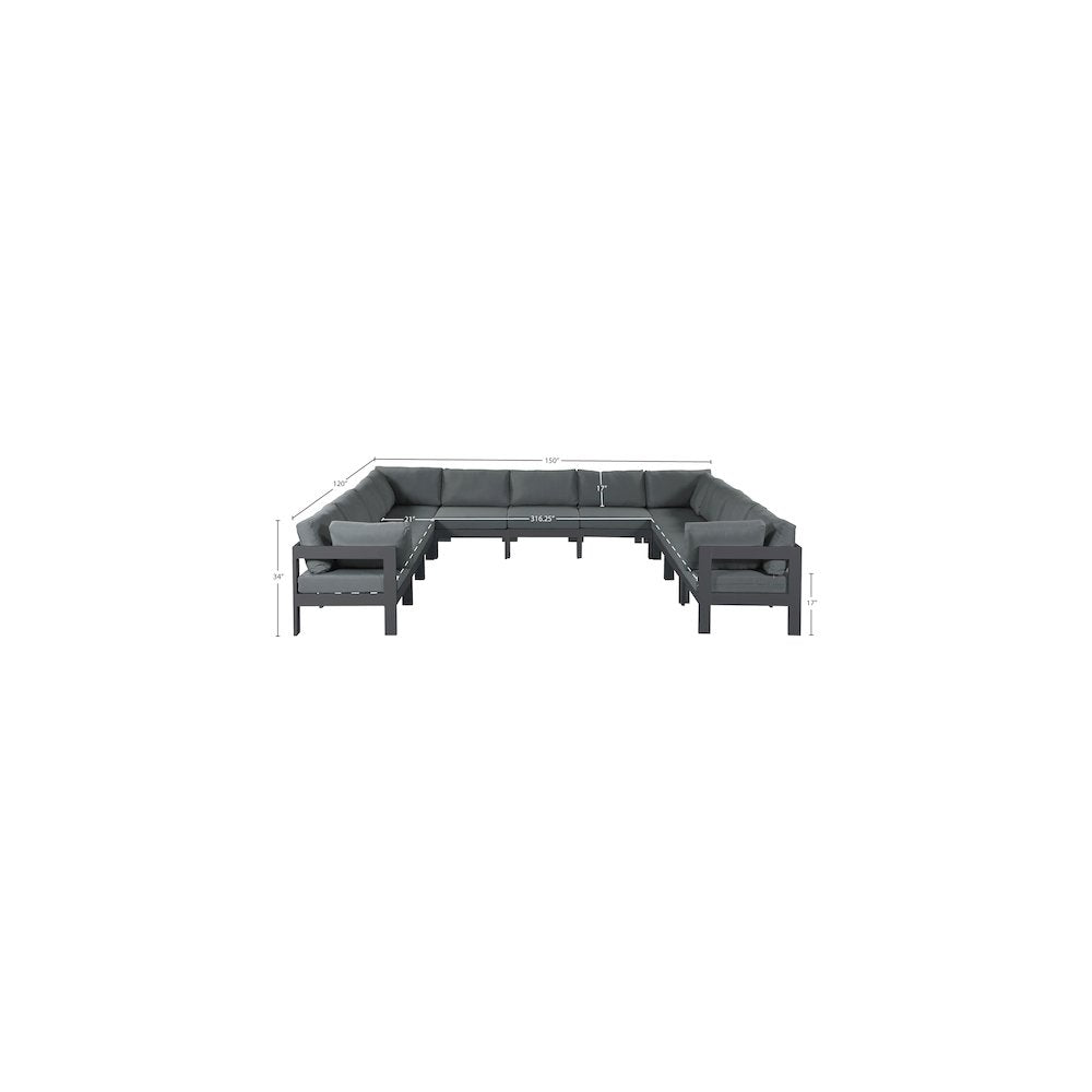 Nizuc Grey Water Resistant Fabric Outdoor Patio Modular Sectional