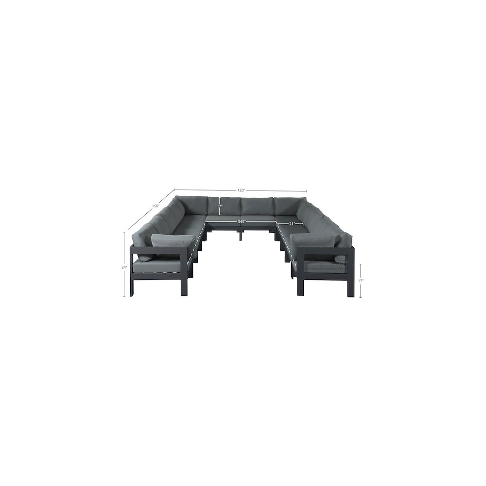 Nizuc Grey Water Resistant Fabric Outdoor Patio Modular Sectional