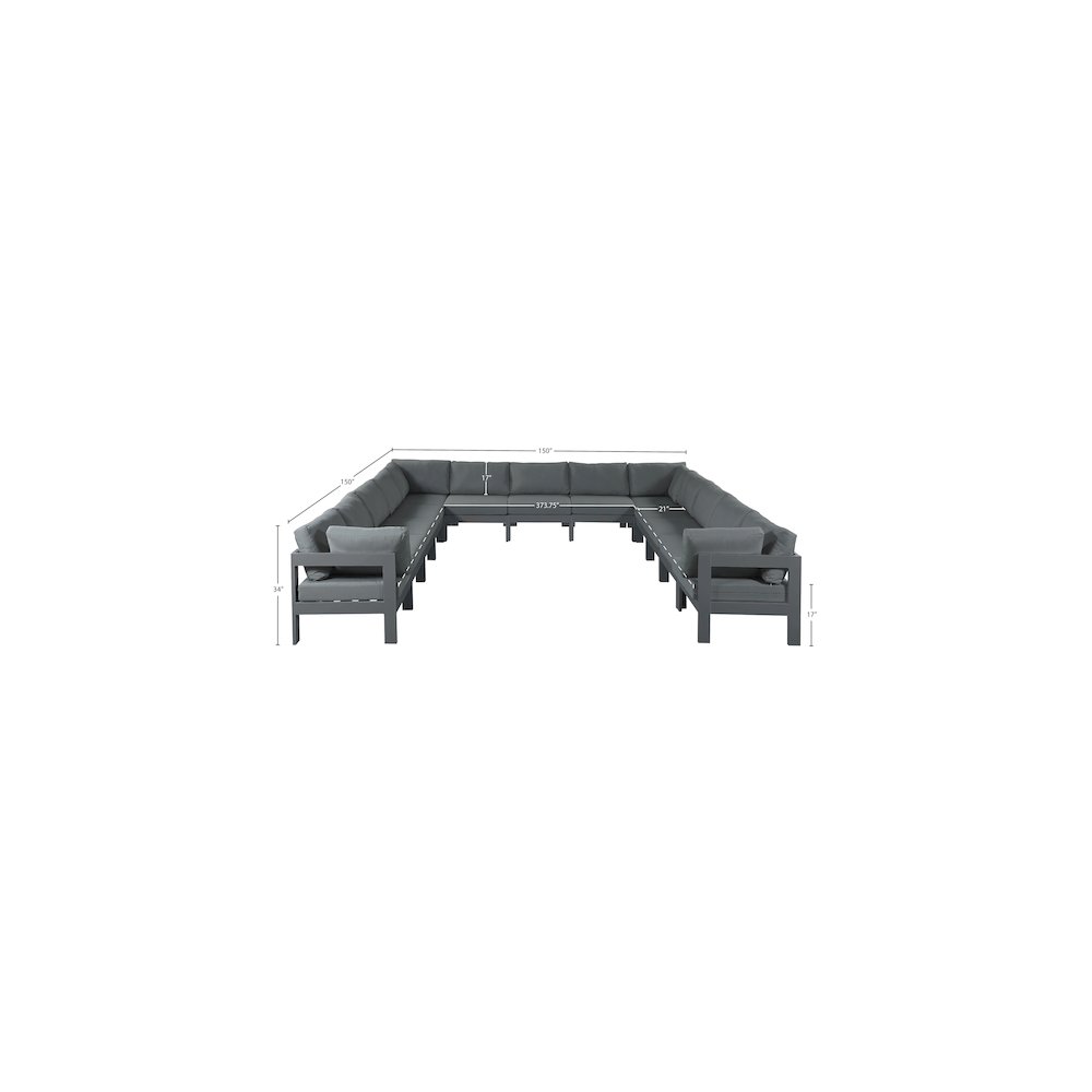 Nizuc Grey Water Resistant Fabric Outdoor Patio Modular Sectional