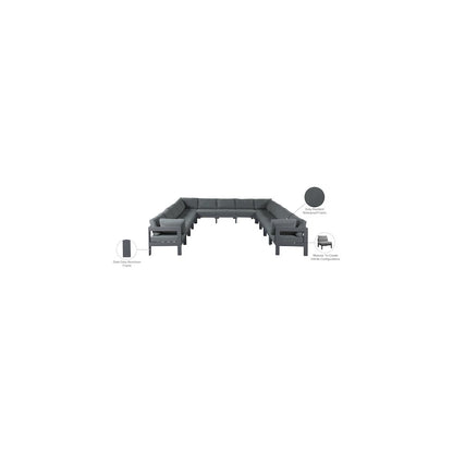 Nizuc Grey Water Resistant Fabric Outdoor Patio Modular Sectional