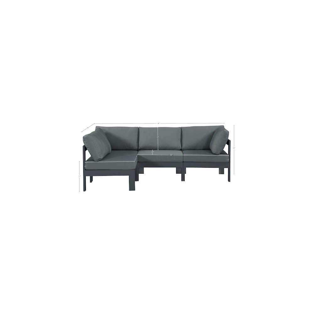 Nizuc Grey Water Resistant Fabric Outdoor Patio Modular Sectional