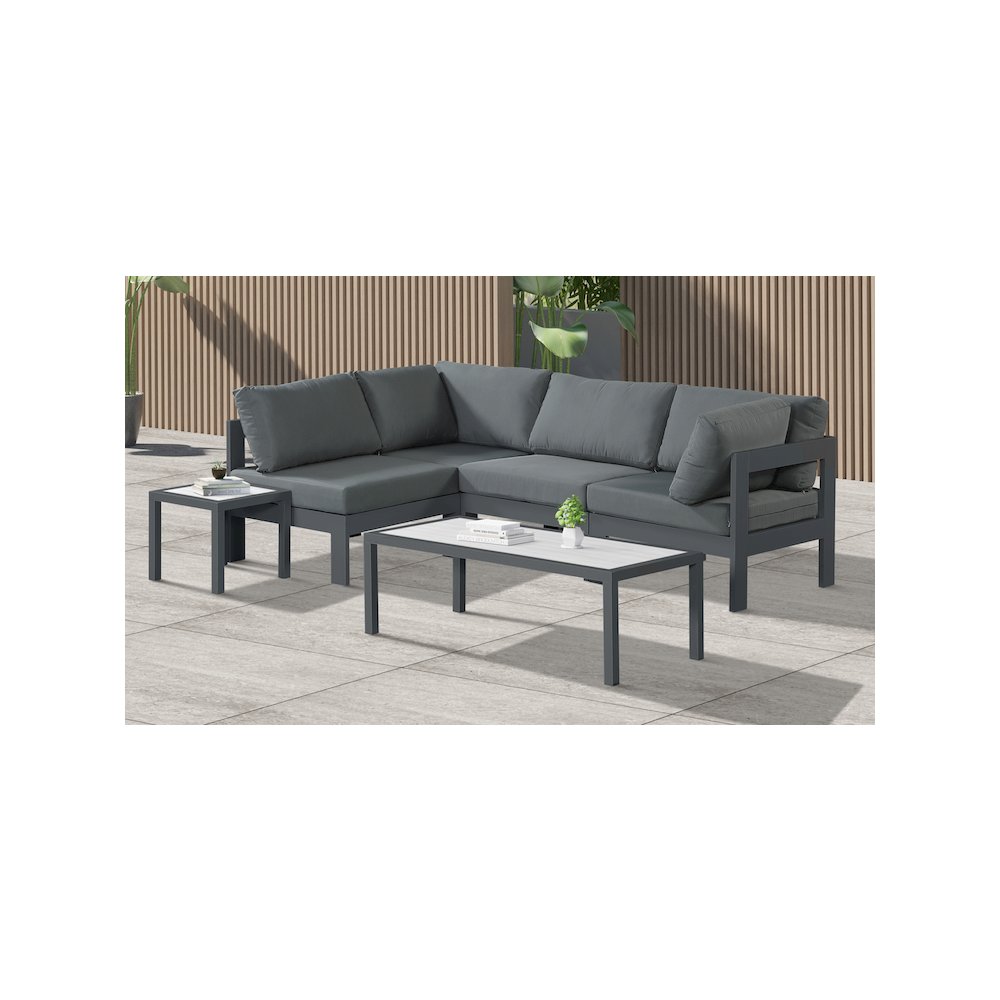 Nizuc Grey Water Resistant Fabric Outdoor Patio Modular Sectional
