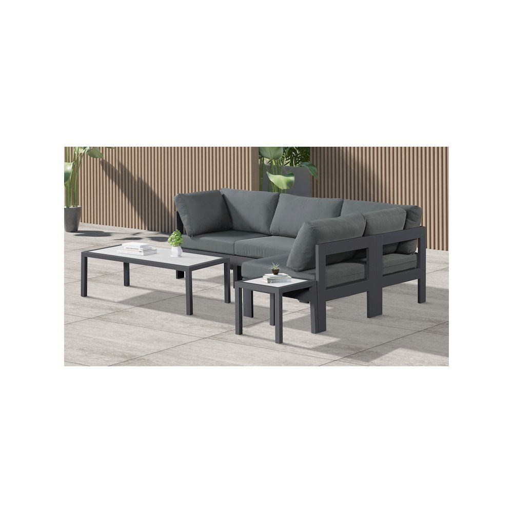 Nizuc Grey Water Resistant Fabric Outdoor Patio Modular Sectional
