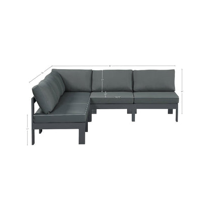 Nizuc Grey Water Resistant Fabric Outdoor Patio Modular Sectional