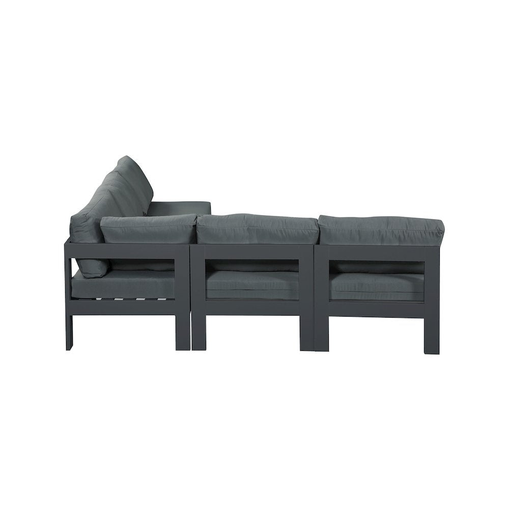 Nizuc Grey Water Resistant Fabric Outdoor Patio Modular Sectional