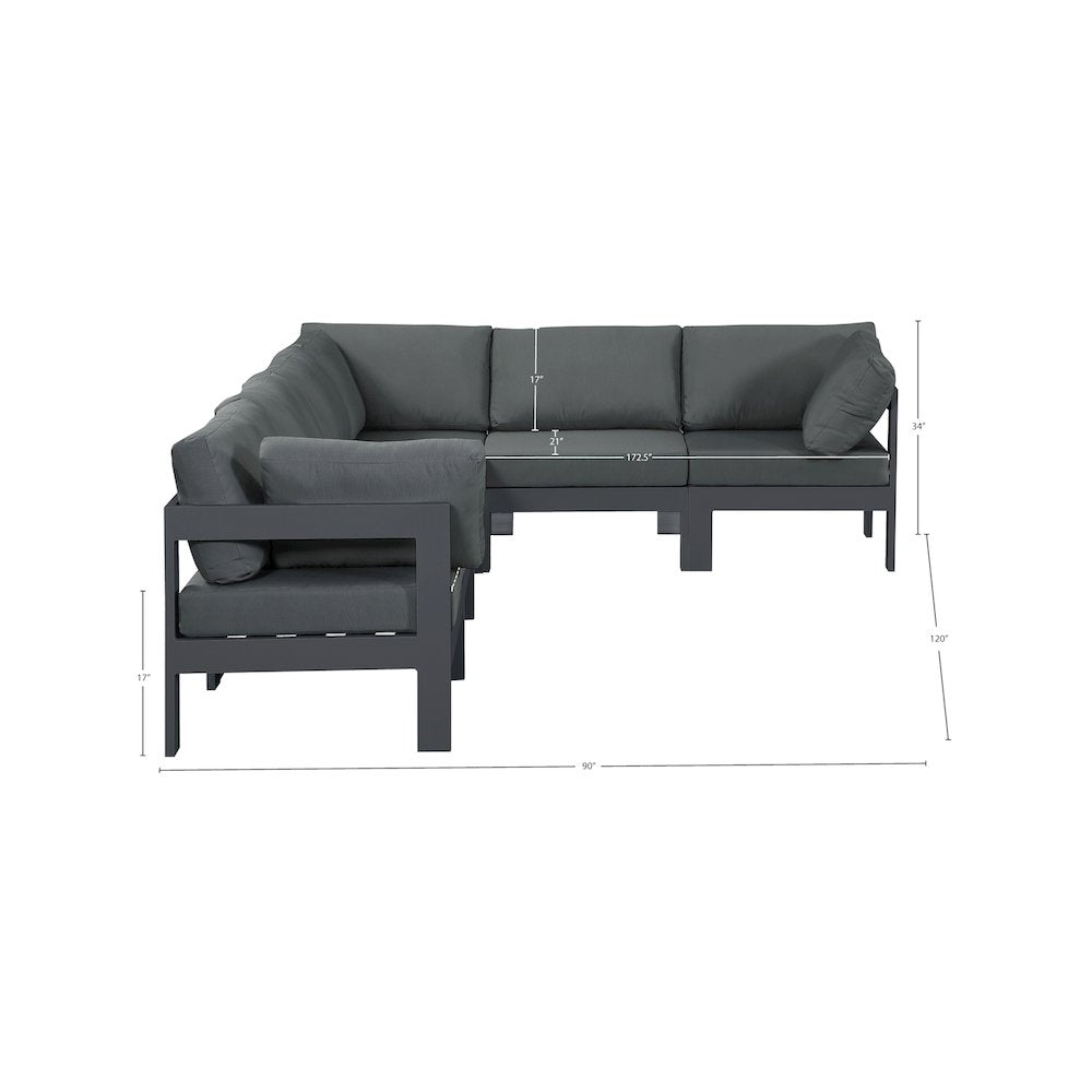 Nizuc Grey Water Resistant Fabric Outdoor Patio Modular Sectional