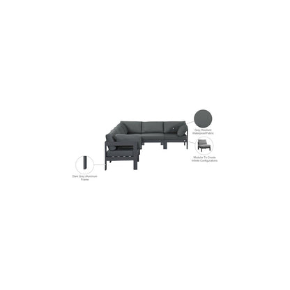 Nizuc Grey Water Resistant Fabric Outdoor Patio Modular Sectional