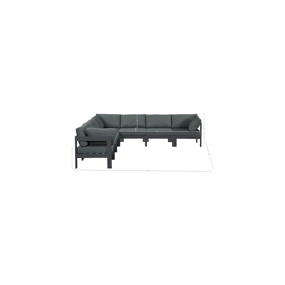 Nizuc Grey Water Resistant Fabric Outdoor Patio Modular Sectional