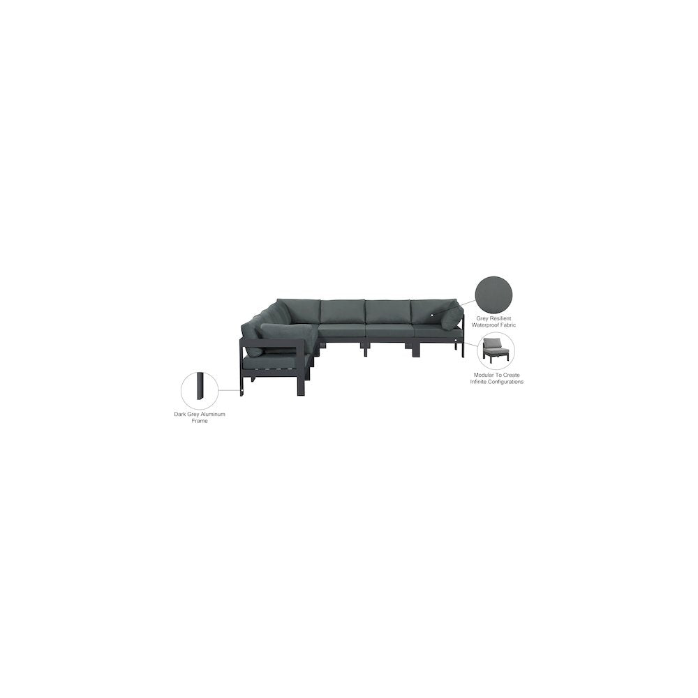 Nizuc Grey Water Resistant Fabric Outdoor Patio Modular Sectional
