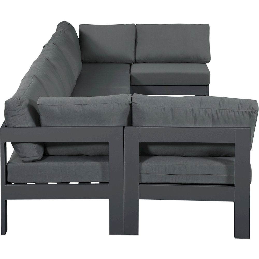 Nizuc Grey Water Resistant Fabric Outdoor Patio Modular Sectional