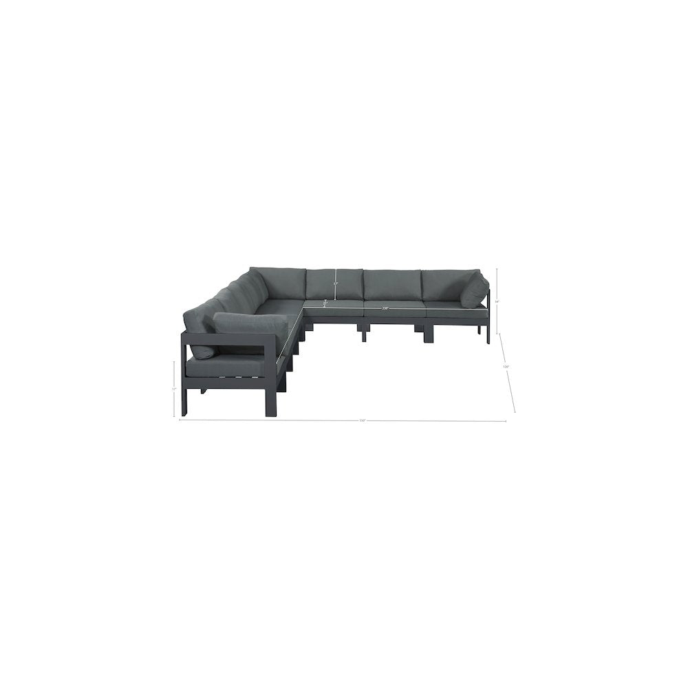 Nizuc Grey Water Resistant Fabric Outdoor Patio Modular Sectional
