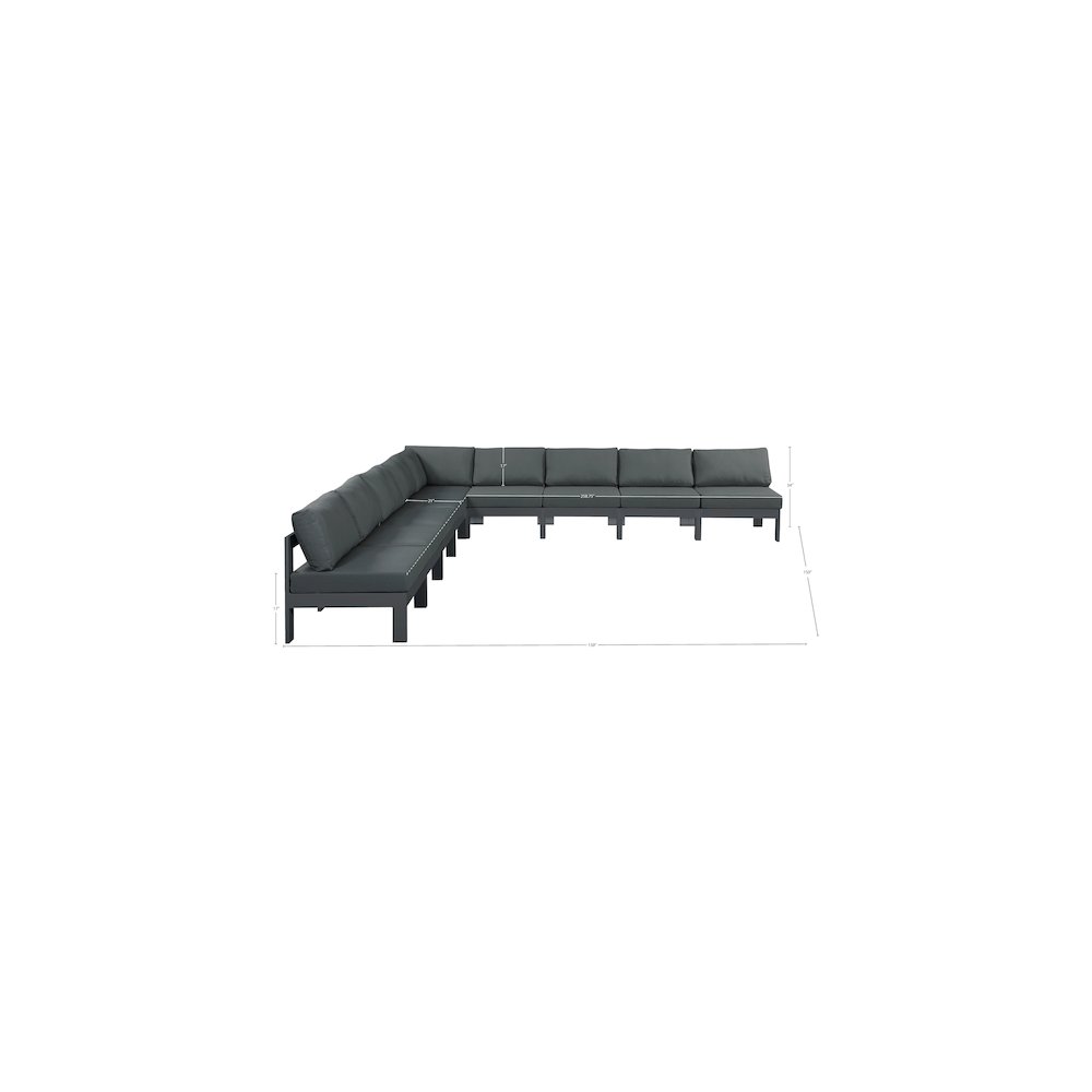 Nizuc Grey Water Resistant Fabric Outdoor Patio Modular Sectional