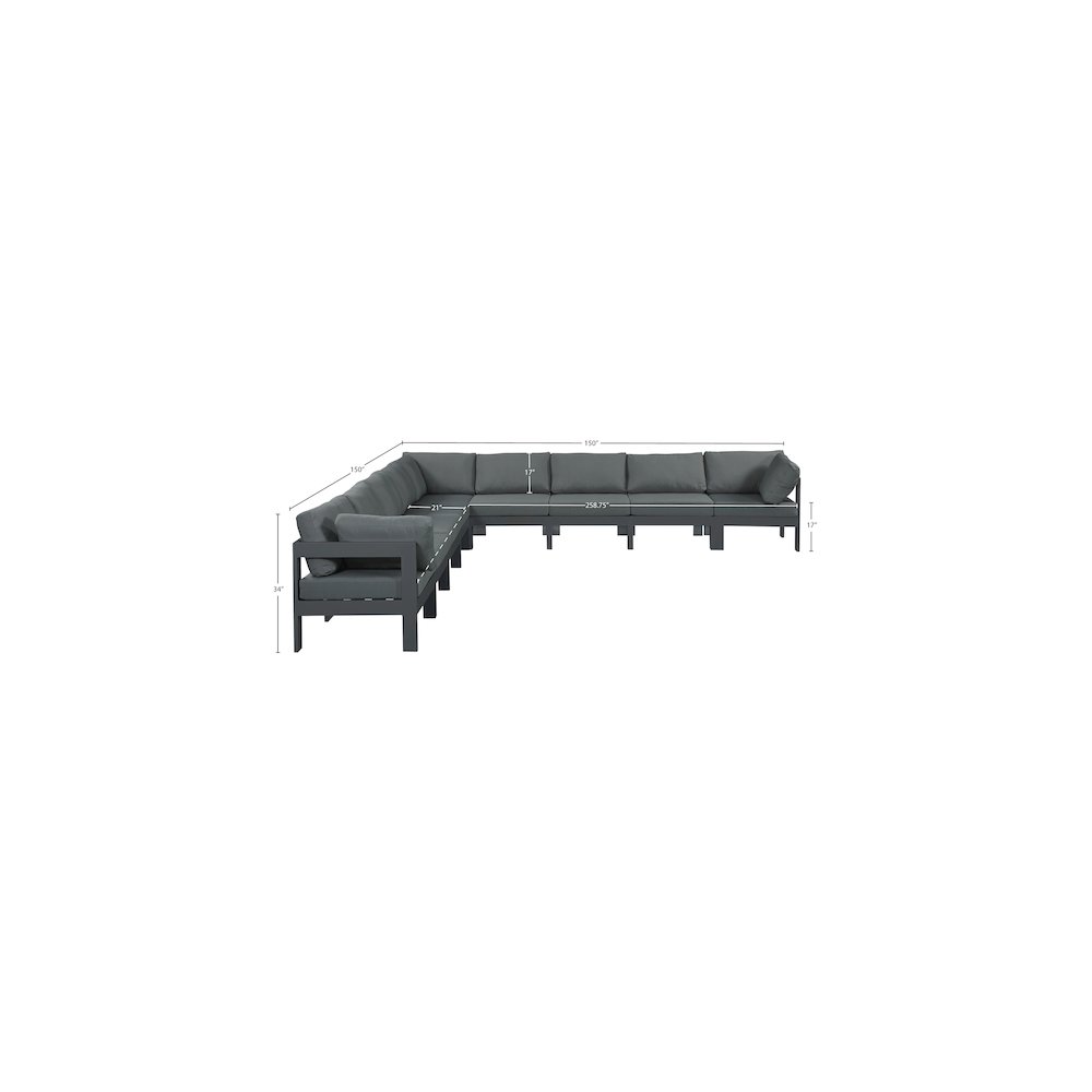 Nizuc Grey Water Resistant Fabric Outdoor Patio Modular Sectional