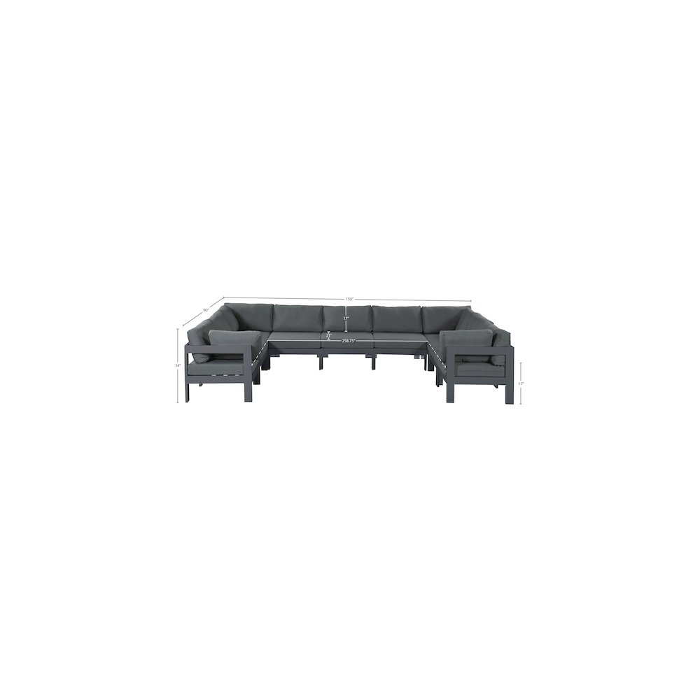 Nizuc Grey Water Resistant Fabric Outdoor Patio Modular Sectional