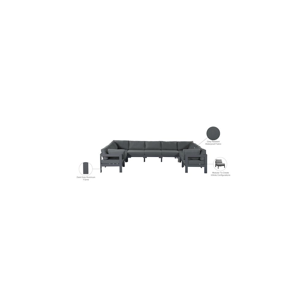 Nizuc Grey Water Resistant Fabric Outdoor Patio Modular Sectional