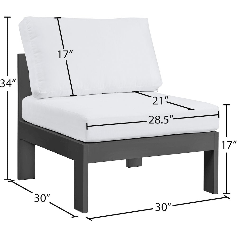 Nizuc White Water Resistant Fabric Outdoor Patio Aluminum Armless Chair