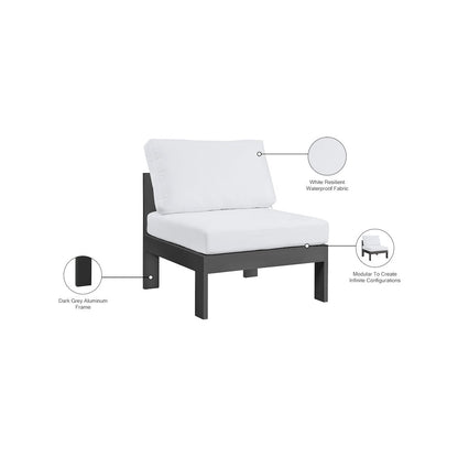 Nizuc White Water Resistant Fabric Outdoor Patio Aluminum Armless Chair