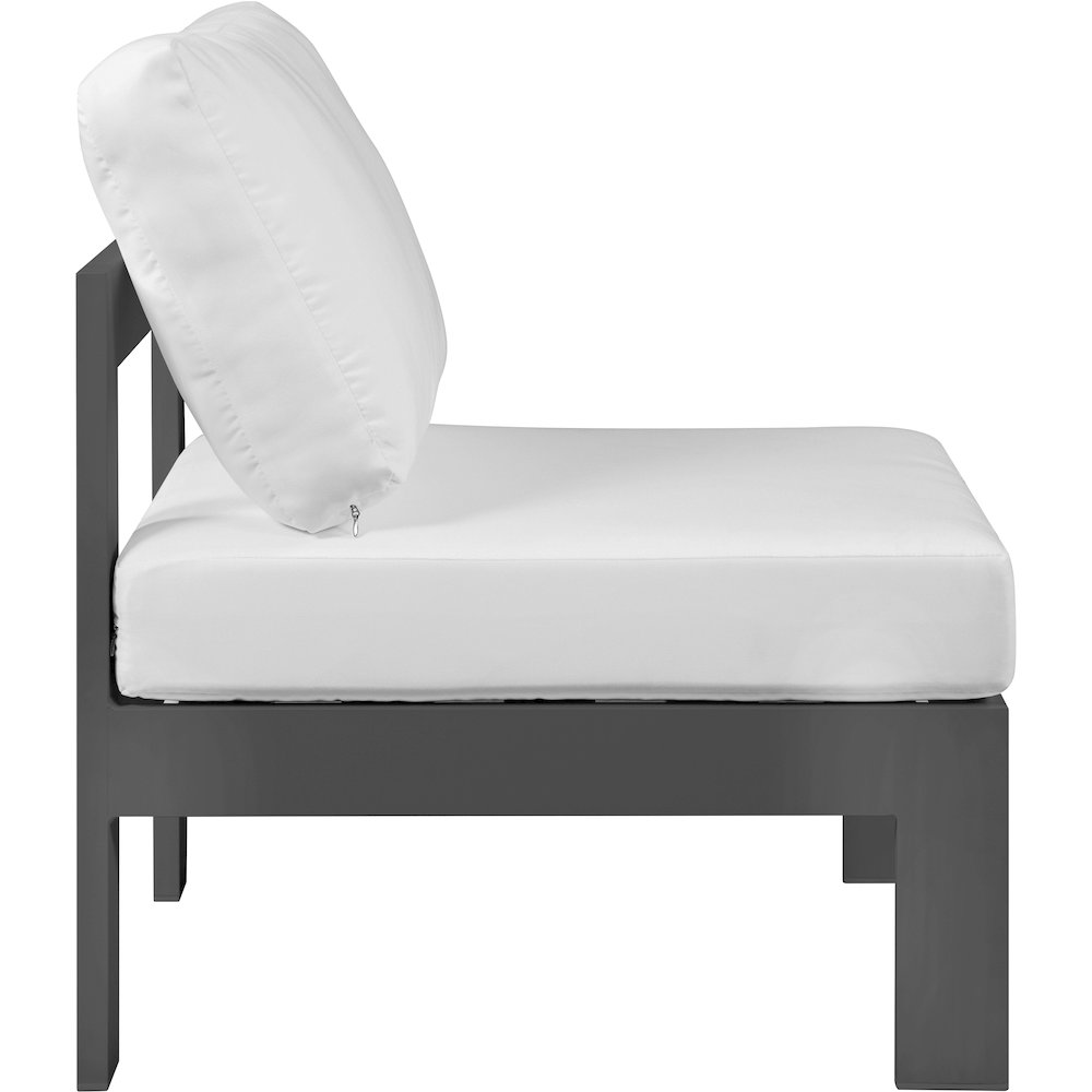 Nizuc White Water Resistant Fabric Outdoor Patio Aluminum Armless Chair