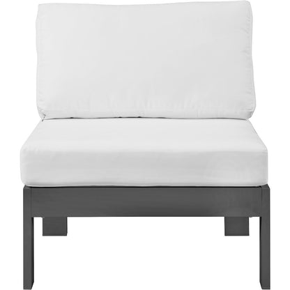 Nizuc White Water Resistant Fabric Outdoor Patio Aluminum Armless Chair