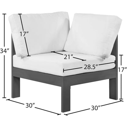 Nizuc White Water Resistant Fabric Outdoor Patio Aluminum Corner Chair