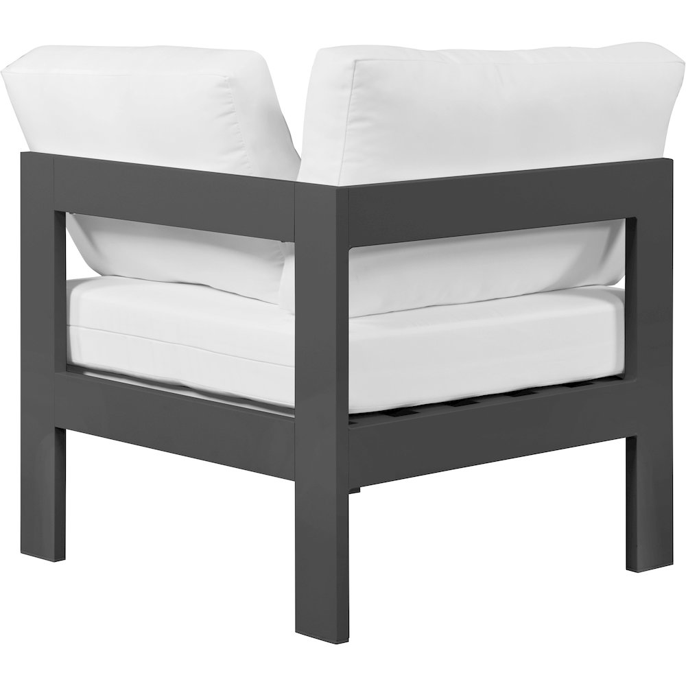 Nizuc White Water Resistant Fabric Outdoor Patio Aluminum Corner Chair