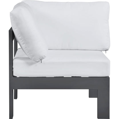Nizuc White Water Resistant Fabric Outdoor Patio Aluminum Corner Chair
