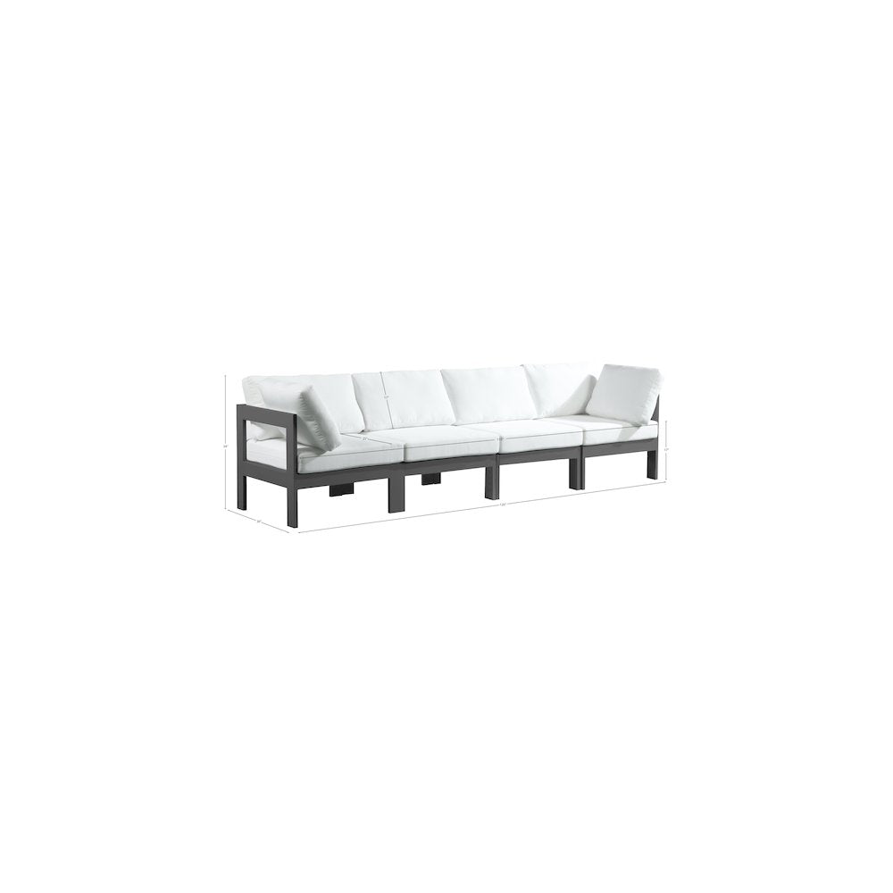 Nizuc White Water Resistant Fabric Outdoor Patio Modular Sofa