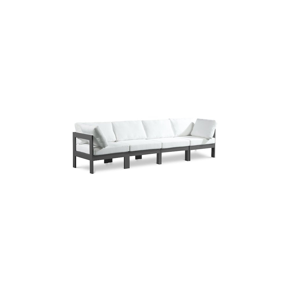 Nizuc White Water Resistant Fabric Outdoor Patio Modular Sofa
