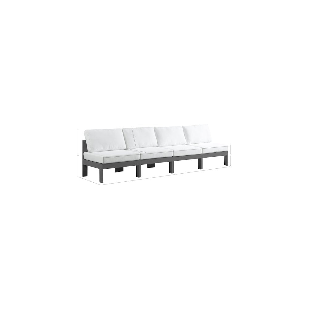 Nizuc White Water Resistant Fabric Outdoor Patio Modular Sofa