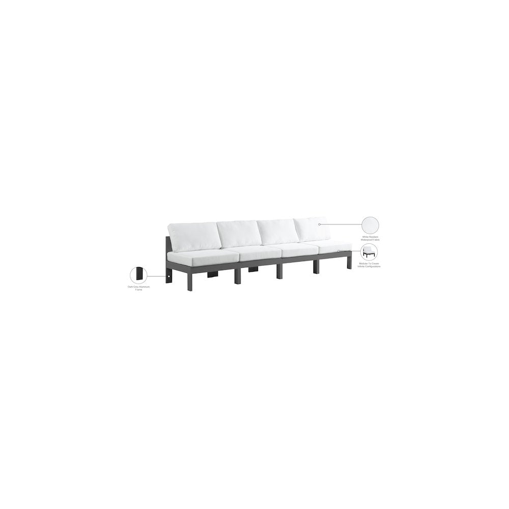 Nizuc White Water Resistant Fabric Outdoor Patio Modular Sofa