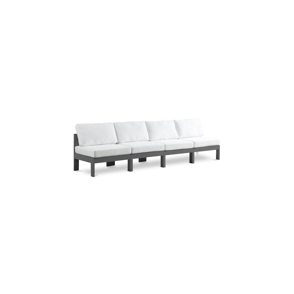 Nizuc White Water Resistant Fabric Outdoor Patio Modular Sofa