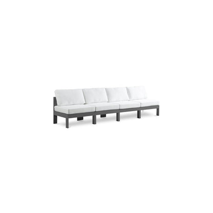 Nizuc White Water Resistant Fabric Outdoor Patio Modular Sofa