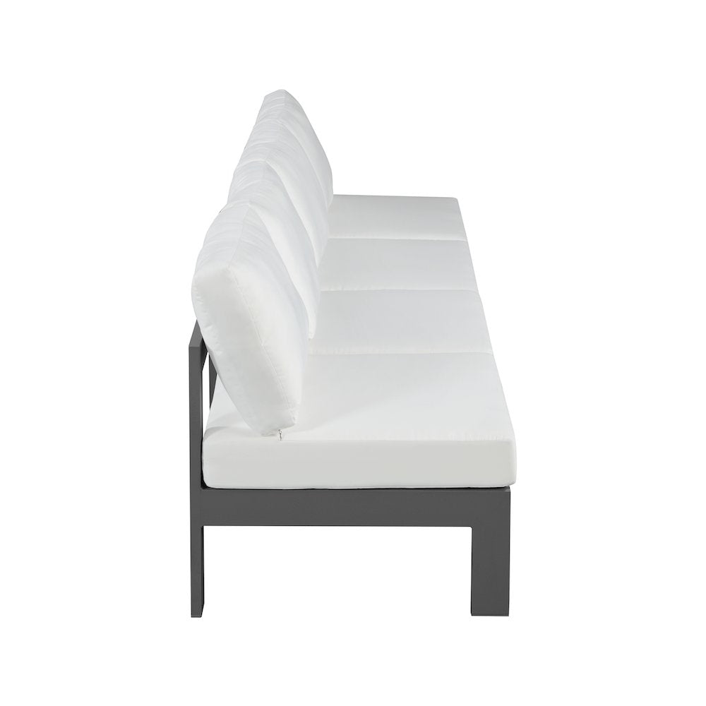 Nizuc White Water Resistant Fabric Outdoor Patio Modular Sofa