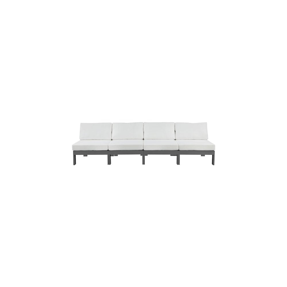 Nizuc White Water Resistant Fabric Outdoor Patio Modular Sofa