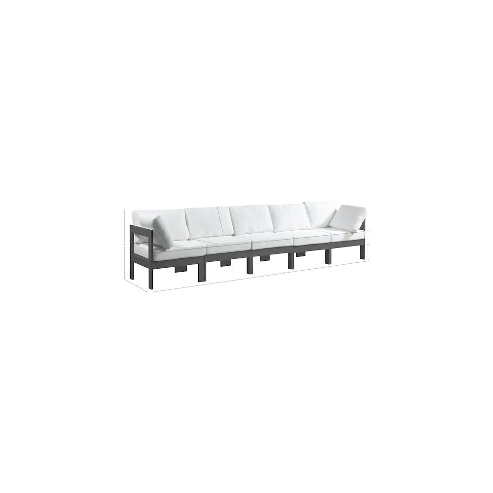Nizuc White Water Resistant Fabric Outdoor Patio Modular Sofa