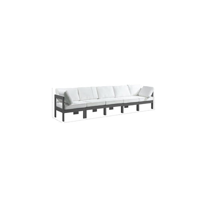 Nizuc White Water Resistant Fabric Outdoor Patio Modular Sofa