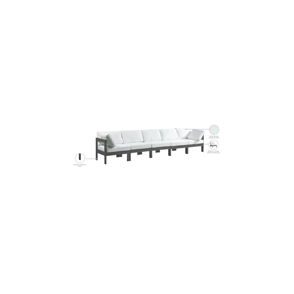 Nizuc White Water Resistant Fabric Outdoor Patio Modular Sofa