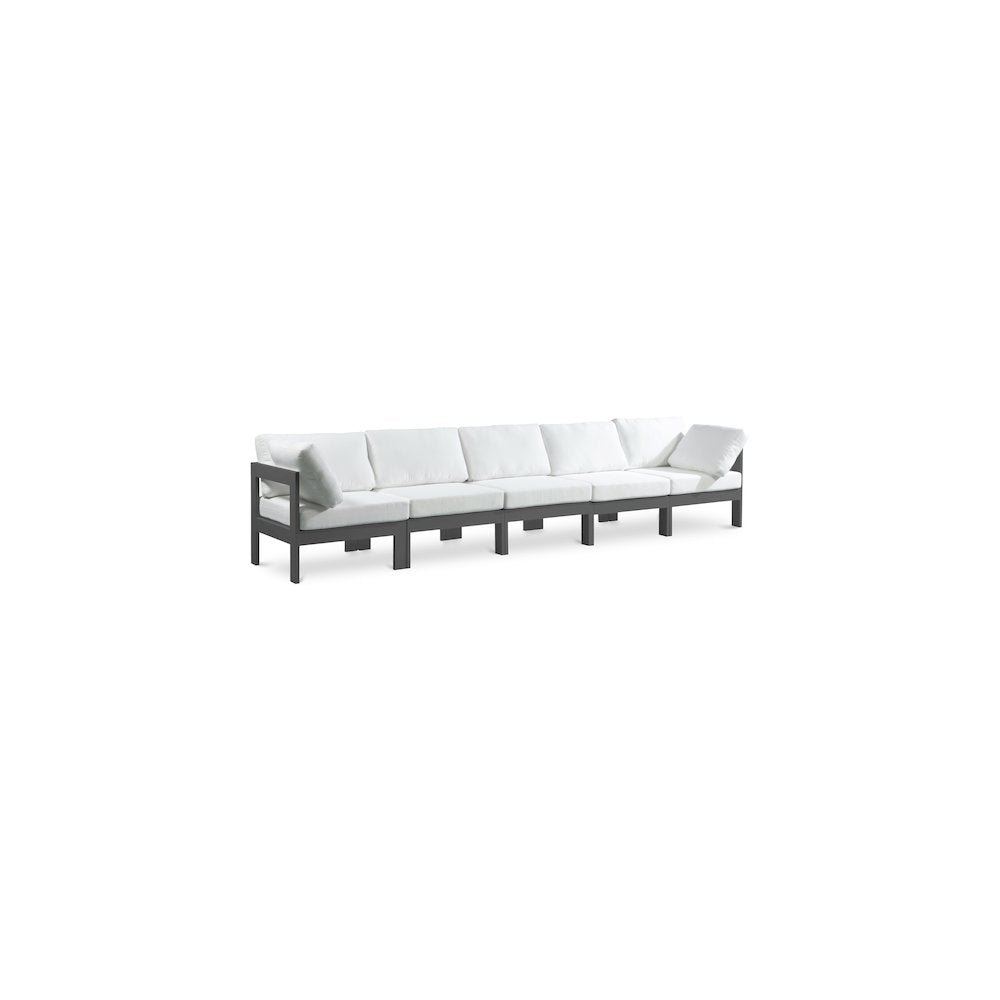 Nizuc White Water Resistant Fabric Outdoor Patio Modular Sofa