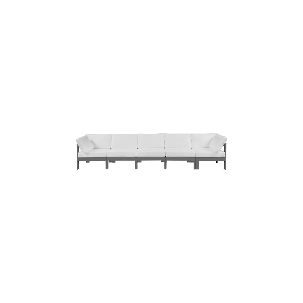 Nizuc White Water Resistant Fabric Outdoor Patio Modular Sofa