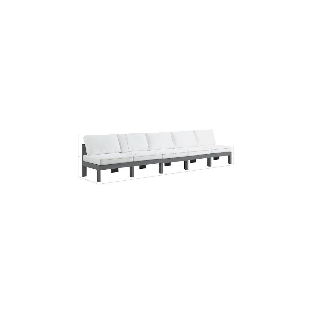 Nizuc White Water Resistant Fabric Outdoor Patio Modular Sofa
