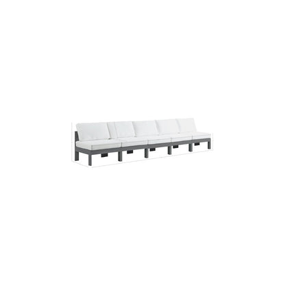 Nizuc White Water Resistant Fabric Outdoor Patio Modular Sofa