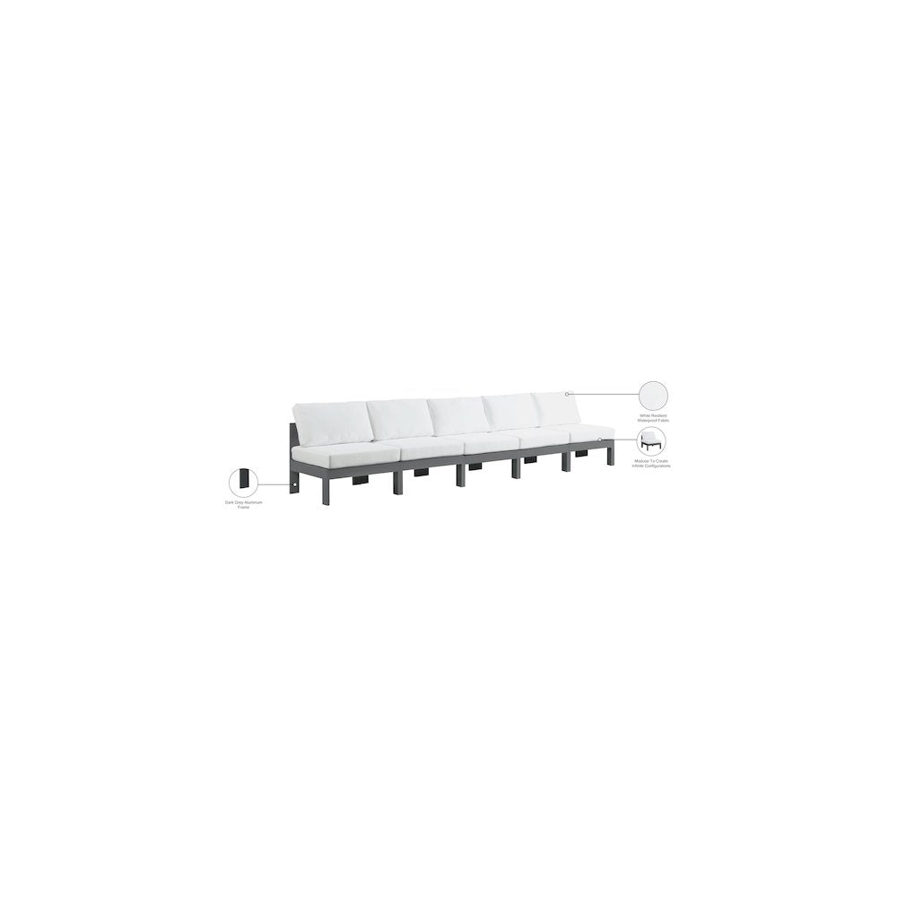 Nizuc White Water Resistant Fabric Outdoor Patio Modular Sofa