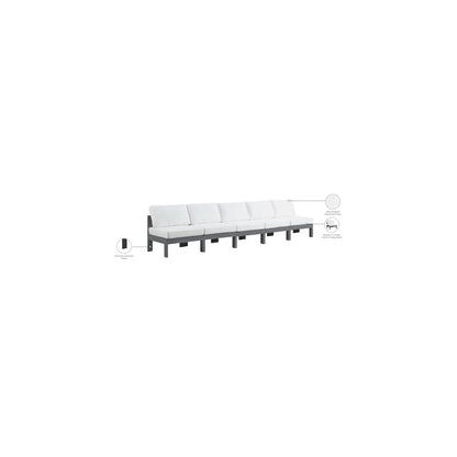 Nizuc White Water Resistant Fabric Outdoor Patio Modular Sofa