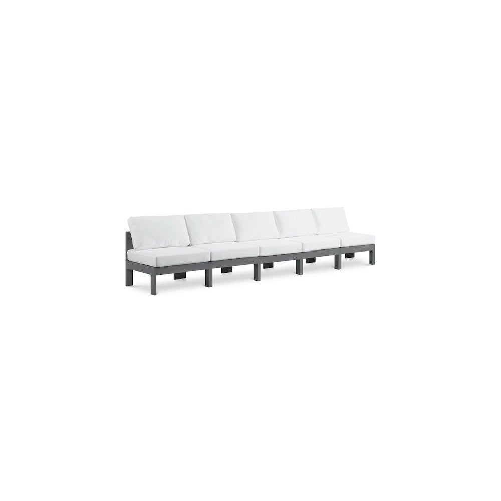 Nizuc White Water Resistant Fabric Outdoor Patio Modular Sofa