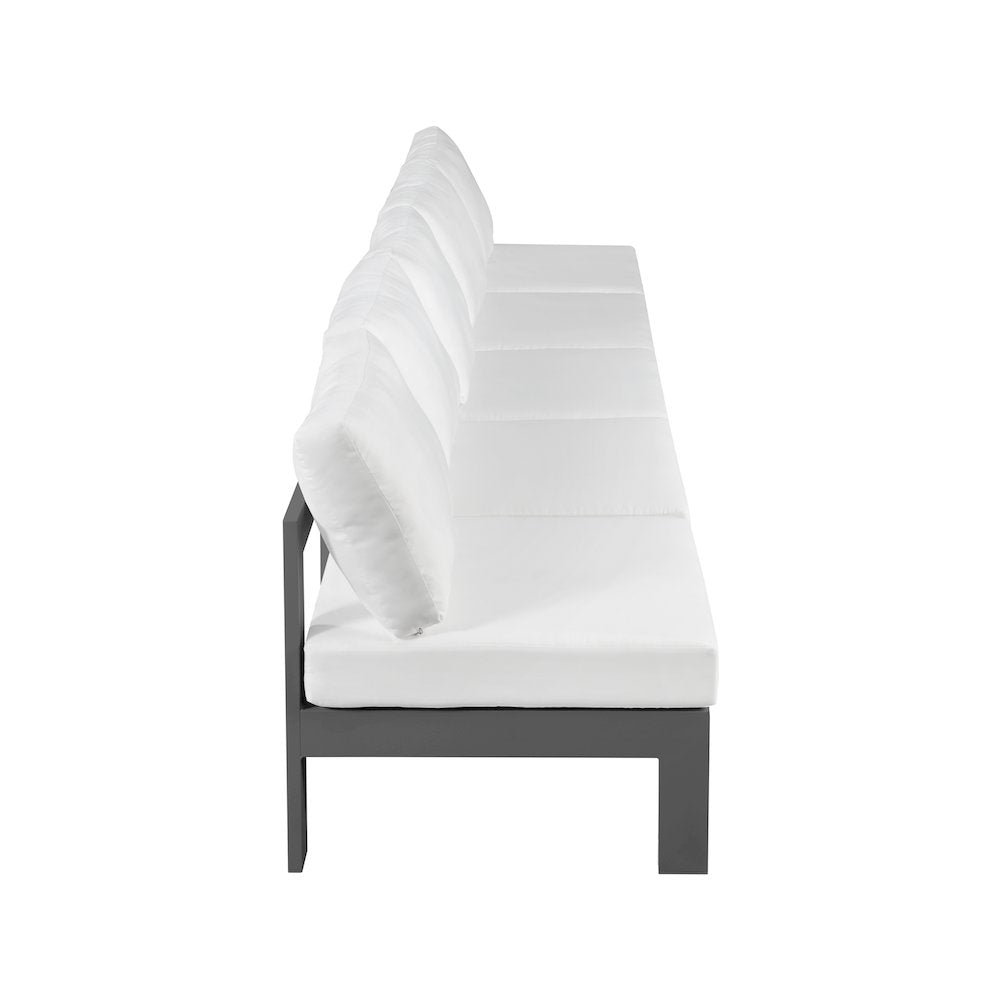 Nizuc White Water Resistant Fabric Outdoor Patio Modular Sofa
